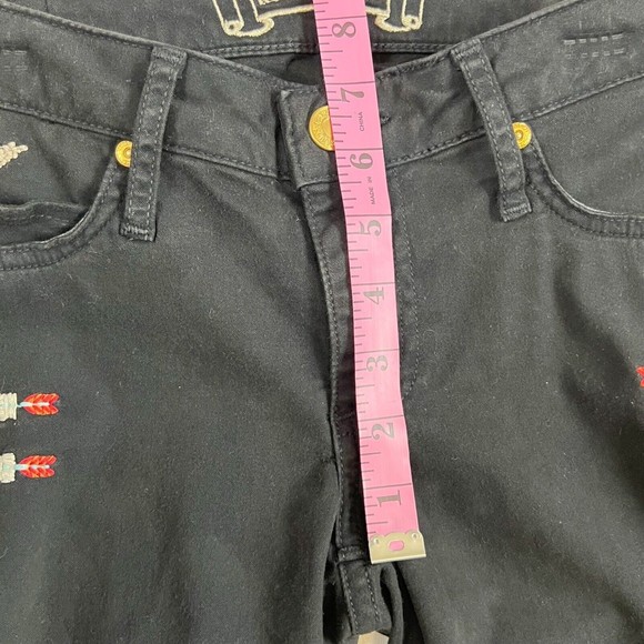 Vtg Y2K Robins Jeans Stretch Blk Denim Low Rise Chapa Embroidered Navaho Aztec - Picture 15 of 16
